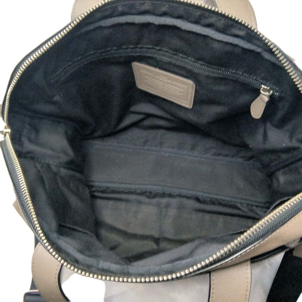 COACH Hudson Leather Bag  Briefcase F71561 Taupe Gray Brown Retail $450 - Picture 8 of 15